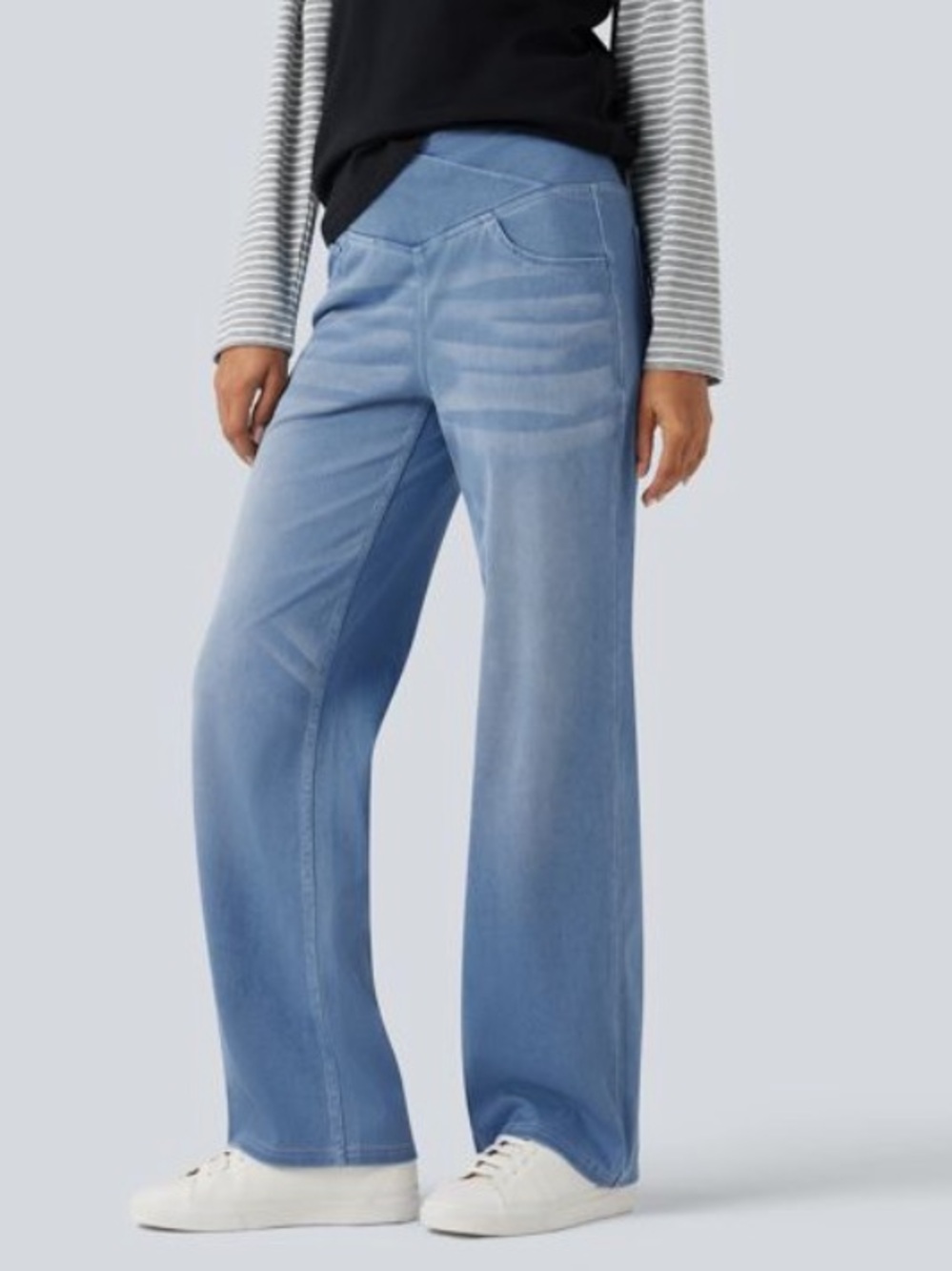 Halara Flex Denim High-Waist Straight Leg Jeans - Light Blue
